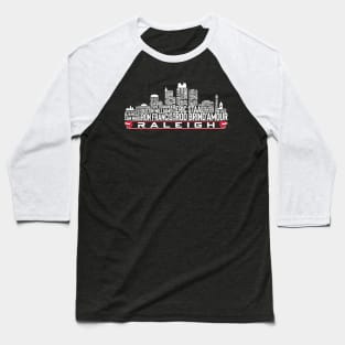 Carolina Hockey Team All Time Legends, Raleigh City Skyline Baseball T-Shirt